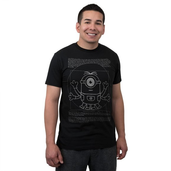 New! Despicable Me Minions Vitruvian Man Leonardo Da Vinci T-Shirt - Picture 2 of 2